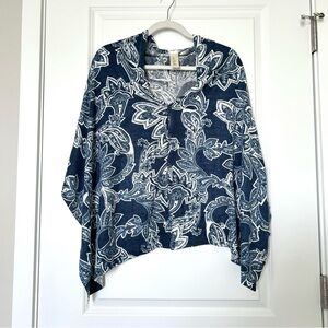 Simply Noelle Button Wrap Cape Shawl Scarf Blue Paisley